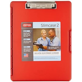 Dexas Slimcase 2 Storage Clipboard with Side Opening, Strawberry Red, Office Supplies Clipboards to Organize, Carry and Store, A4 Holder, Combine Style and Functionality, Slim Nursing Clipboards