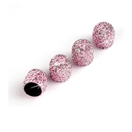 Bling Dust Caps, 4 Pack Sparkling Handmade Crystal Diamond Rhinestone Car Tyre Valve Caps Universal Bling Car Valve Stem Covers Chrome Attractive Dustproof (pink)