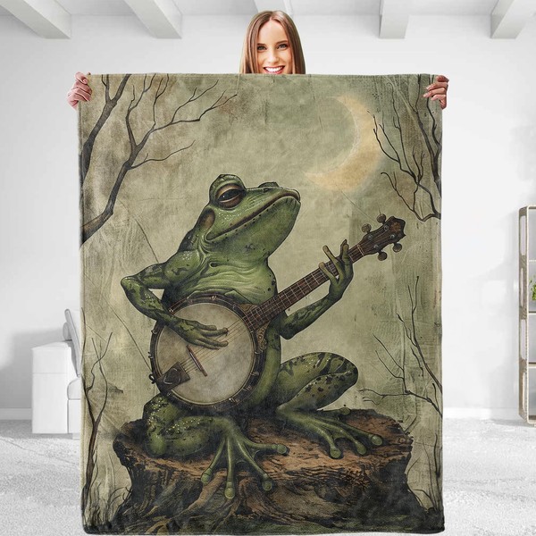 dhakalrlde for Funny Frog Throw Blanket - Plush, Soft&Comfy Flannel