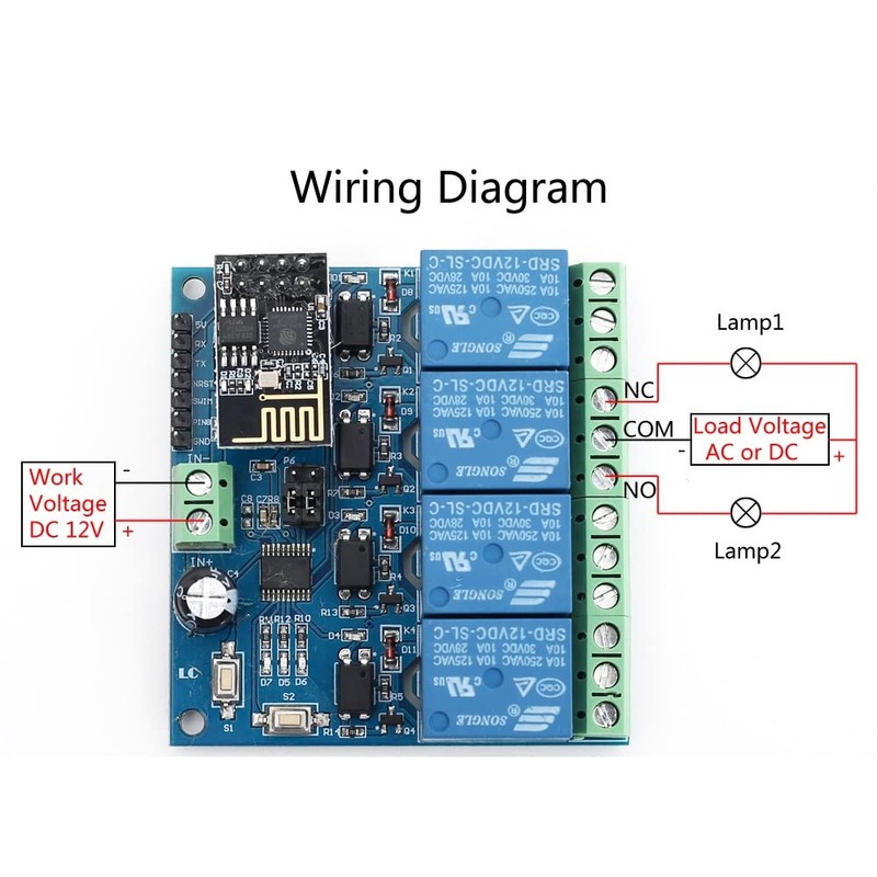 Fasizi 5V ESP8266 Four Channel WiFi Relay IOT Smart Home