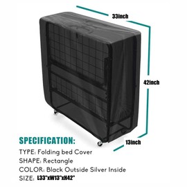 Funda plegable para almacenamiento de cama, plegable con cierre, funda protectora de cama plegable impermeable universal plegable con cordón ajustable 33 x 13 x 42 pulgadas