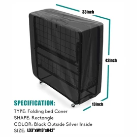 Funda plegable para almacenamiento de cama, plegable con cierre, funda protectora de cama plegable impermeable universal plegable con cordón ajustable 33 x 13 x 42 pulgadas
