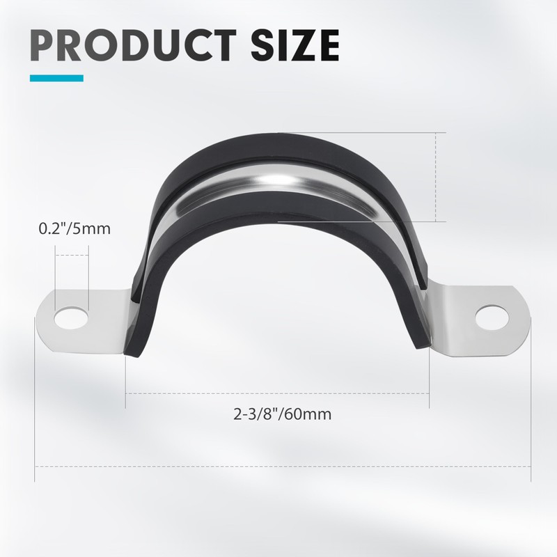 2-3/8 Inch 10 PCS 2 Holes Rubber Cushioned U Bracket