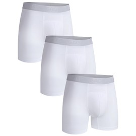 Gagli Men's Underwear Boxer Briefs, Soft Breathable Underwear with ComfortFlex Waistband, Moisture Wicking, Long Leg 3 Pack (US, Alpha, Medium, Regular, Regular, White,White,White)