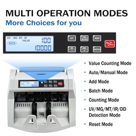 DOMENS Money Counter Machine with UV/MG/MT/IR/DD Counterfeit Detection,Bill Counter with Value Count US Dollar Bills, Add and Batch Cash Counting Modes, LCD Display Cash Counter