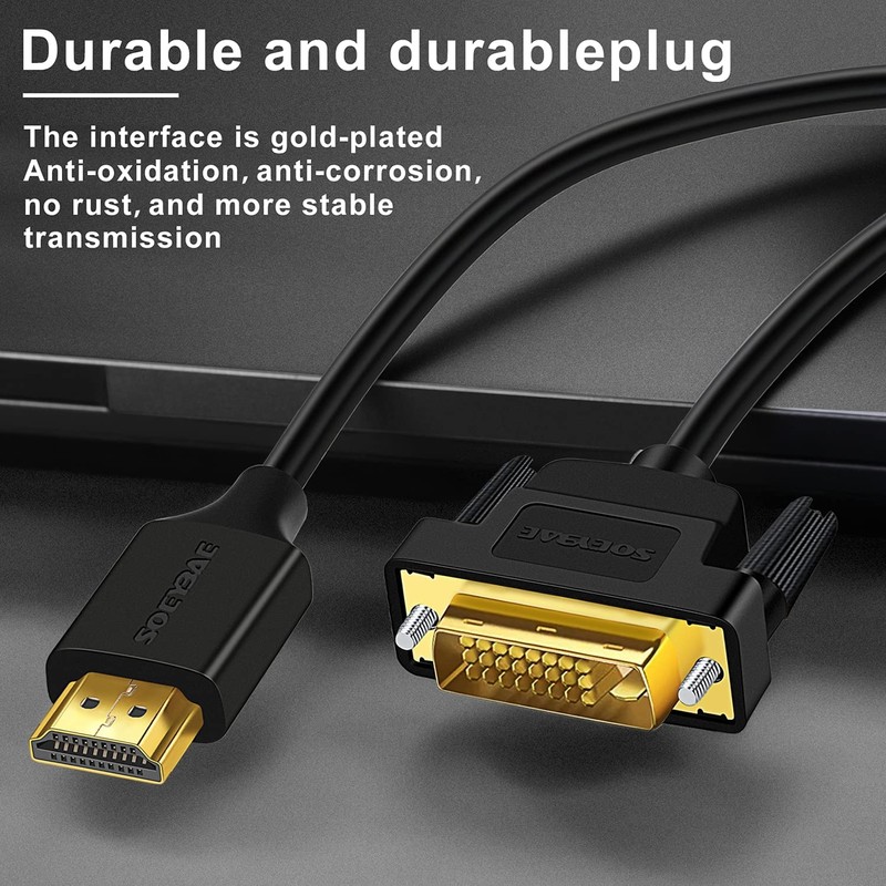 SOEYBAE HDMI to DVI Converter Adapter, 3.3 ft (1 m),