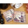 Dlusso Wood Cork Coaster Set White Chadonnay and Red Merlot Wine