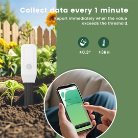 Acmerota Soil Moisture Meter Smart Wifi Soil Moisture Sensor Plant Water Monitor, Soild Hygrometer Sensor for Gardening Accurate Measure, Compatible with Smart Life APP & Alexa & Google Asistant