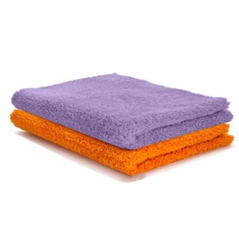 Auronna Edgeless Microfiber 2 Pack Cleaning Cloths Orange/Purple - 500GSM Super Absorbent And Soft Cleaning Cloths For Car - 16 x 16 inch (40 x 40 cm)