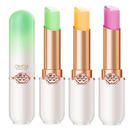 3 Pieces Lip Balm, Clear Colour Temperature Changing Lipstick Set, Long-Lasting Moisturising Lipstick Women Lip Care, Natural Lip Protection, Lip Repair (D)