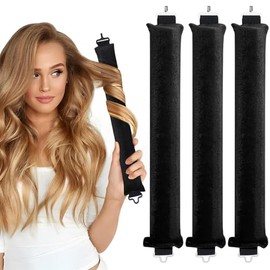 3pcs Heatless Hair Curler Set,Hair Curler No Heat,Jumbo Heatless Hair Curler,Overnight Heatless Curls Blowout Rods for Long Hair,No Heat Curls Rollers to Sleep