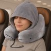 Newgen Medicals Inflatable Neck Pillow with Removable Hood, H Shape