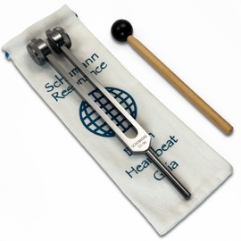 93.96Hz Schumann Weighted Tuning Fork with World Grid Engram - Carry Bag and Striker - Sound Healing Instruments and Biofield Harmonization - Chakra Alignment - Vibration Therapy Tools | Earthy Gray