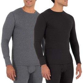 Fruit of the Loom Men's Recycled Waffle Thermal Underwear Crew Top (1 and 2 Packs)