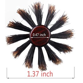 PERFEHAIR Cepillo redondo de cerdas de jabalí suave para cabello fino o barbas – 1.3 pulgadas para secar, peinar, rizar, añadir volumen