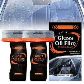 KunySape 2PC Glass Oil Film Remover for Car, 100ml Roll-On Glass Compound with Cleaning Board, Windshield Cleaner Tool for Automotive Windshield/Window/Mirror Cleaning