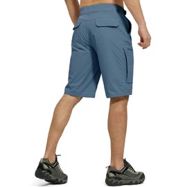 FREE SOLDIER Men's Cargo Hiking Shorts with Belt Lightweight Quick Dry Tactical Shorts with Pockets for Casual Work Golf (Sky Blue 36W12L)