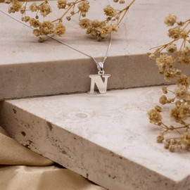 Tuscany Silver Women's Sterling Silver Initial N Pendant on Curb Chain of Length 46 cm/18 Inch