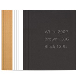 YSDMY 60 Sheets Kraft Paper Card A4 180-200gsm 21 x 29.7 cm Hard Paper A4 Business Card Paper（Black + White + Brown