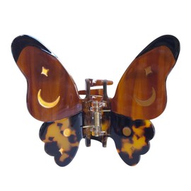 White Spotted Butterfly Hair Clips,Acetate Hair Clip,Star Butterfly Claw Clips for Women,Brown