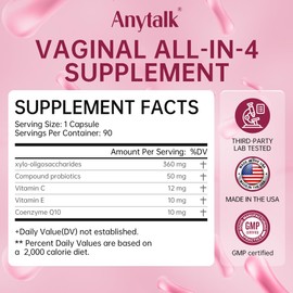 ANYTALK Vaginal Probiotics for Women pH Balance with Lactobacillus Probiotic Blend to Promote Healthy Vaginal Odor,Vaginal Flora - Women's Vaginal Health Probiotic 90 Count