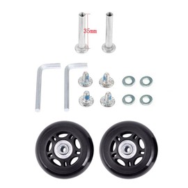 Byaning 2 Sets Luggage Suitcase Wheels Replacement,60/64/68/70/75/78mm Inline Outdoor Skate Replacement Wheels,Rubber Swivel Caster Wheels Repair Kits (OD:75 W:24 ID:6 Axles: 35 & 40)