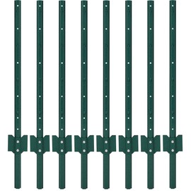 3 Feet Metal Fence Posts, 8 Pack U-Shaped Steel Stakes, No Dig U Channel Wire Fencing Post for Lawn, Garden, Yard, Farm and Outdoor, Rust-Proof & Weather-Resistant, Heavy Duty, Green
