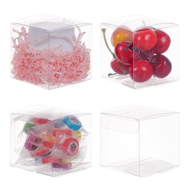 BENECREAT Set of 60 PVC Transparent Plastic Case, 2.4 x 2.4 x 2.4 inches (6 x 6 x 6 cm), Protective Sheet, Folding Box, Waterproof, Valentine's Day, Small Items, Clear Gift Box