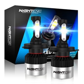 NIGHTEYE H4 Led Headlight Bulb 72W 9000LM,High Lumens LED Kit,6500K Cool White, IP68 Waterproof and Advanced Cooling System, Halogen Upgrade Replacement, Pack of 2 (H4)