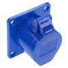 Blue 16A 230V Socket Outlet 2P+E Industrial Panel Mount IP44