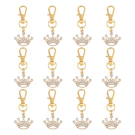 CHGCRAFT 12pcs Crown Zipper Charm Crown Alloy Glass Replacement Zipper Sliders with Alloy Swivel Lobster Claw Clasps for Luggage Suitcase Backpack Jacket Bags Coat, Golden, 2.2inch