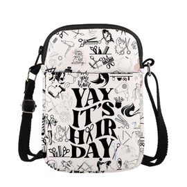 FUNYSO Yay It's A Hair Day Gift Hair Stylist Gift Barber Hair Stylist Appreciation Gift Hair Salon Dresser Crossbody Bag (HAIR DAY cb UK)