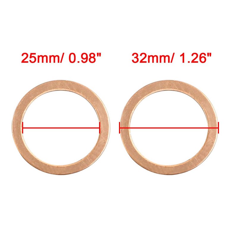 X AUTOHAUX 10pcs 25mm Inner Diameter Copper Washers Flat Sealing