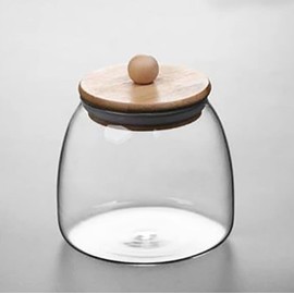 Victoria Bella Glass Container Box with Wooden Lid Glass Storage Jar Glass Containers for Coffee, Spices, Beans and Food Pantry Organizer Jars (13.5oz (400ml))