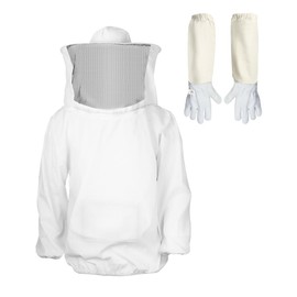 QWORK Beekeeping Suit with Long Gloves, Beekeeper Jacket with Veil, for Professional Bee Bite Prevention, XL