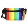 Fydelity Small Fanny Packs for Women – 80s/90s Slim Bum Bag – Unisex Rainbow Crossbody Bag, Belt Bag for Travel, Festivals, & Daily Use – Rainbow Belt Bag for Women | Rainbow Stipe Black