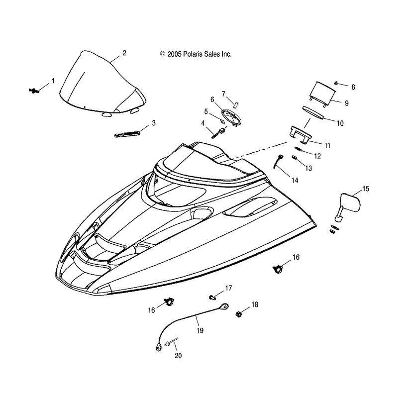 Polaris Snowmobile Mirror Assembly, Left, Genuine OEM Part 2632246-070, Qty