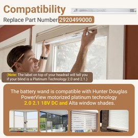 2‑Pack Battery Wand for Hunter Douglas PowerView Platinum 2.0, 2.1 & 18V DC