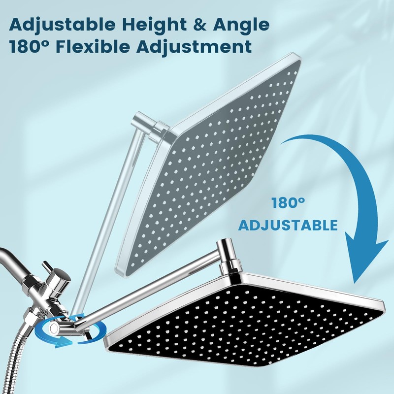 KHQF High Pressure Rainfall Showerhead Combo with Arm for Bathroom