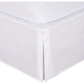 Box Pleated Base Valance Sheet, 200 Thread Count 16"/40cm Extra Deep Base Valance Bed Sheet, 100% Cotton Non Iron Easy Care Luxury Platform Bed Skirt Valance Sheet (White, Double)