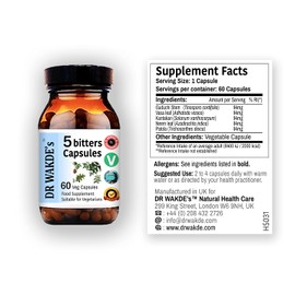 DR WAKDE's 5 Bitters Capsules (Pancha-tikta) (60 Veg Caps, Deep Detox, Ayurvedic Supplement, Vegan, Herbal, All Natural, Made in UK)