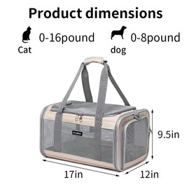 Ioview Airline Approved Pet Carrier for Cats and Small Dogs, Breathable and Collapsible Design, Portable Travel Bag for Bearded Dragon, Puppies Animal Hangbag, Rabbit Cage Cage (Khaki, Small)
