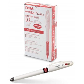 Pentel NEW Pentel EnerGel Tradio Pearl 0.7mm RED Refillable Gel Pens 12-PACK Box Capped