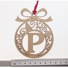 Laser cut Christmas tree bauble decoration: Letter P