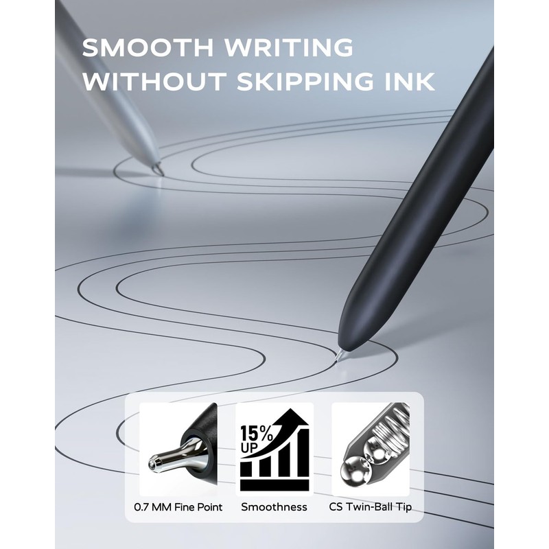 STAGEEK Black Gel Pens, 6Pcs Fine Point Smooth Writing Pens