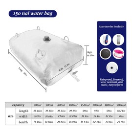 150Gal Portable Water Storage Bladder, Foldable Large Capacity Container Water Tank, Agricultural Irrigation, Camping, Firefighting, Outdoor Household Water