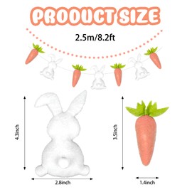 JarThenaAMCS JarThenaAMCS Easter Felt Banner 3D Bunny Carrot Banner Cute Bunny Garland Pre-Assembled Holiday Bunting Garland for Spring Party Supplies Home Hanging Decoration