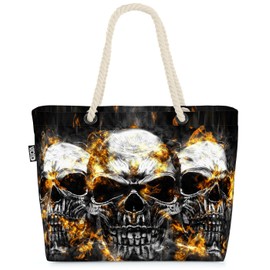 VOID Skulls Hard Rock Beach Bag Shopper 58 x 38 x 16 cm 23L XXL Shopping Bag Travel Bag Beach Bag, multicoloured, Casual
