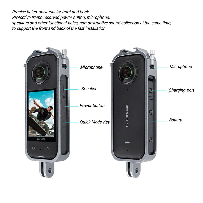 Action Camera Protective Frame Aluminum Alloy Multiple Expansion with Top
