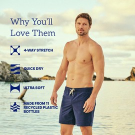 Fair Harbor The Bayberry Trunk –– Men's Swim Suits with Liner, 7-inch Inseam –– Anti-Chafe Classic fit Swim Trunks